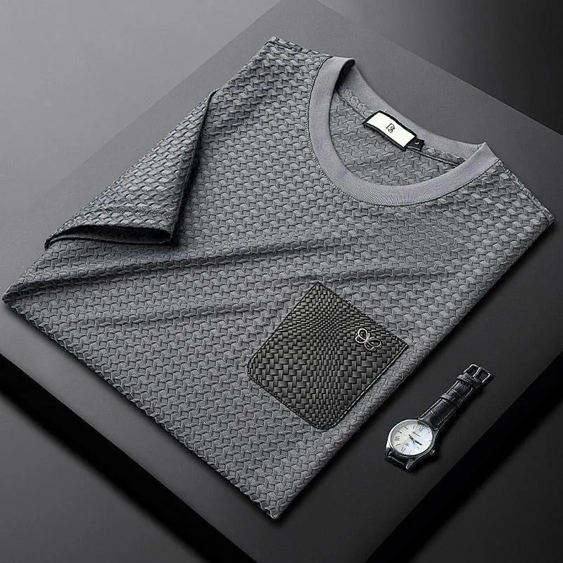 Pánské sportovní oblečení Houndstooth proti vráskám  oblek s krátkým rukávem