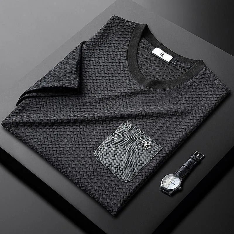 Pánské sportovní oblečení Houndstooth proti vráskám  oblek s krátkým rukávem
