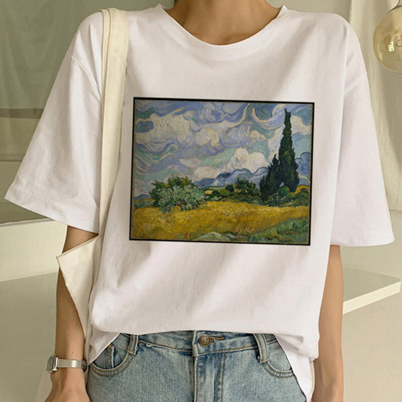 Koszulka z nadrukiem obrazu olejnego Van Gogha