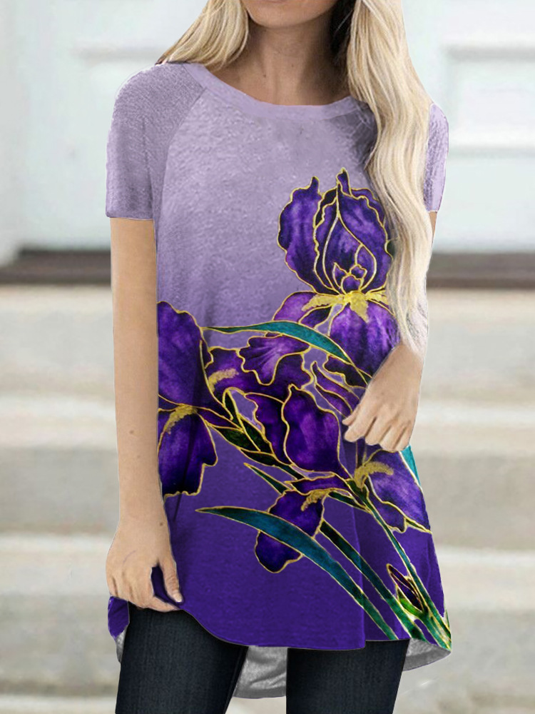 Elegancka koszulka z rękawem typu nietoperz Irysy Gradient